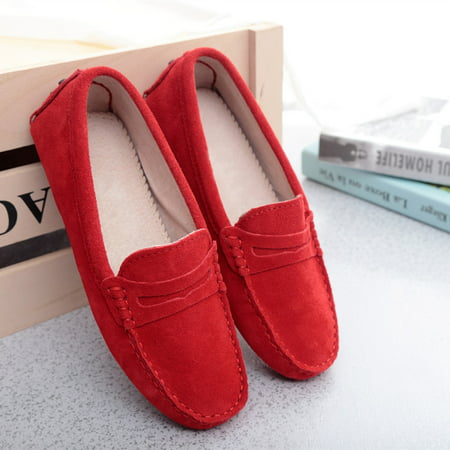 Women's Loafers Ladies'  Suede leather Driving Shoes  Moccasins Slipper Flats